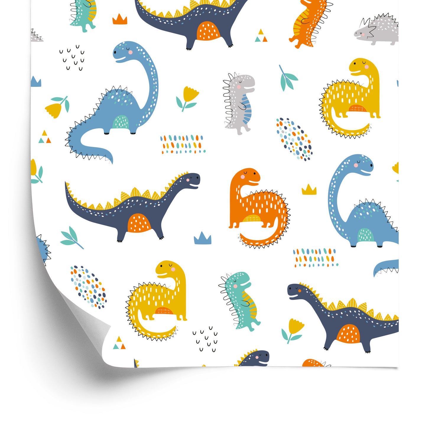 Wallpaper For Boy's Room Dinosaurs Flowers