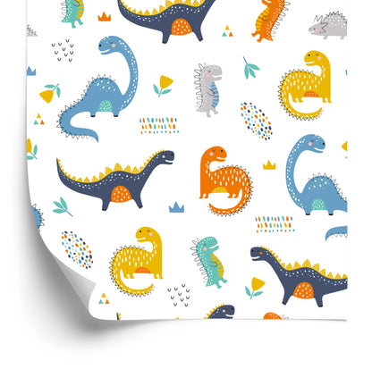 Wallpaper For Boy's Room Dinosaurs Flowers