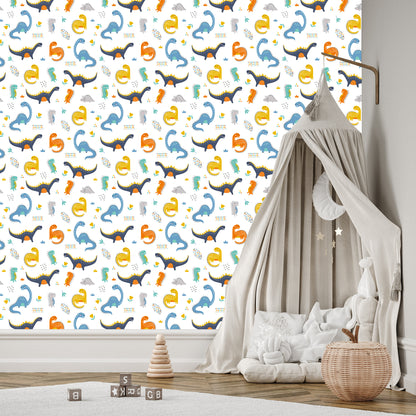 Wallpaper For Boy's Room Dinosaurs Flowers