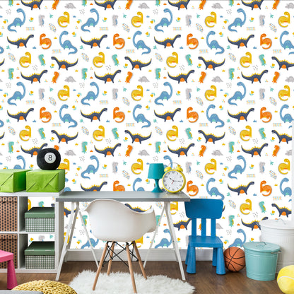 Wallpaper For Boy's Room Dinosaurs Flowers