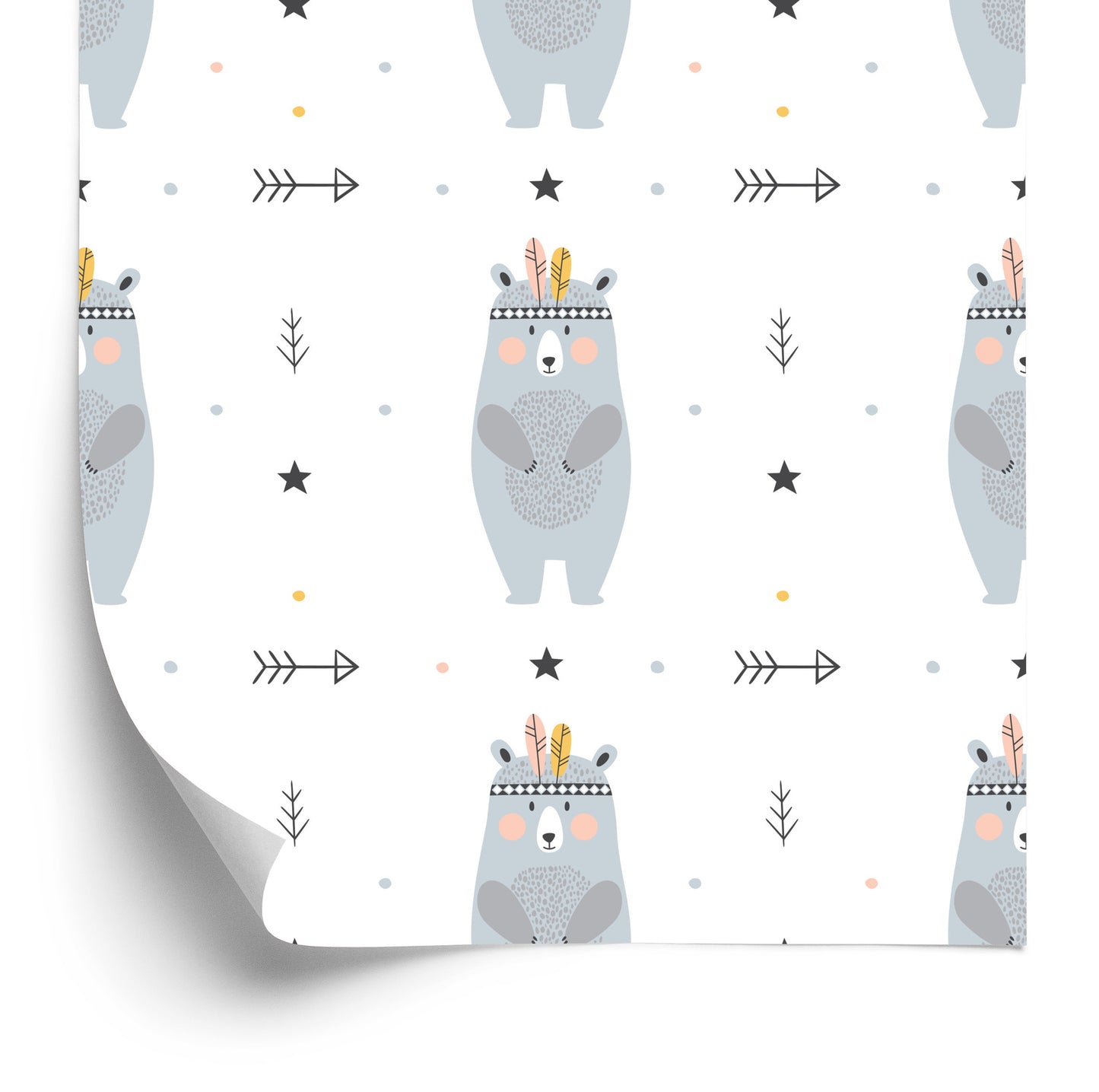 Wallpaper For Boy Bears Dots Stars