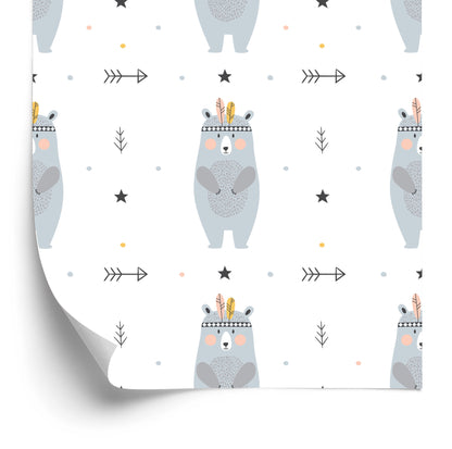 Wallpaper For Boy Bears Dots Stars