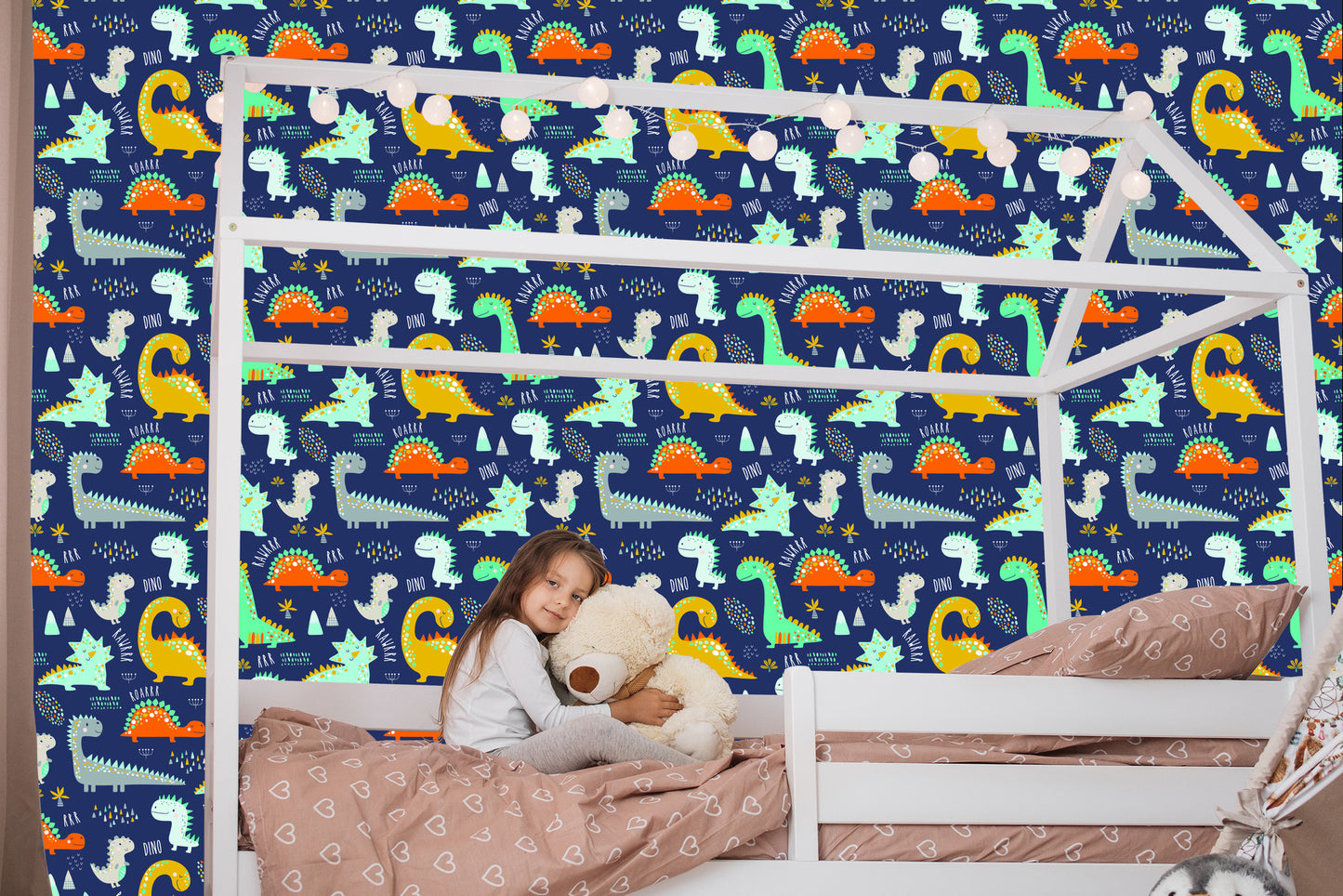 Wallpaper Colorful Animal Dinosaurs Boy's Room
