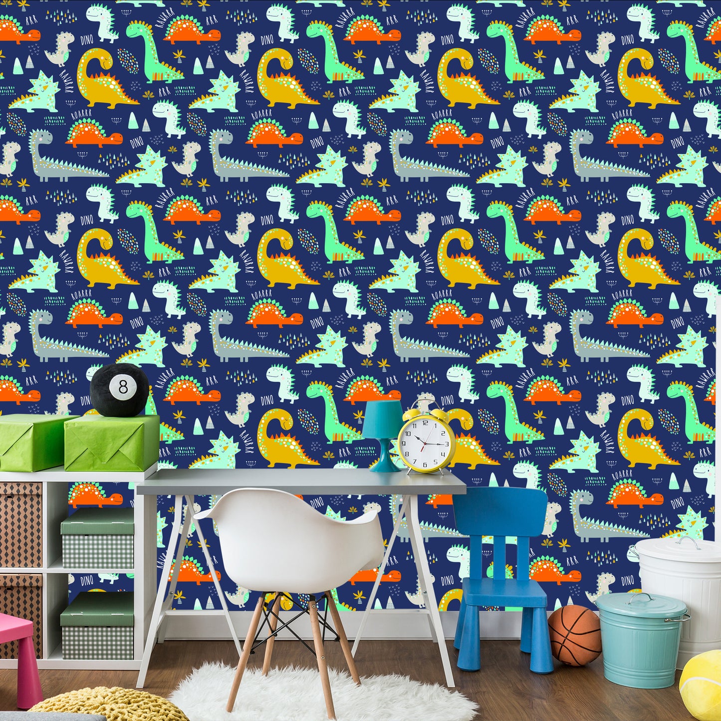 Wallpaper Colorful Animal Dinosaurs Boy's Room