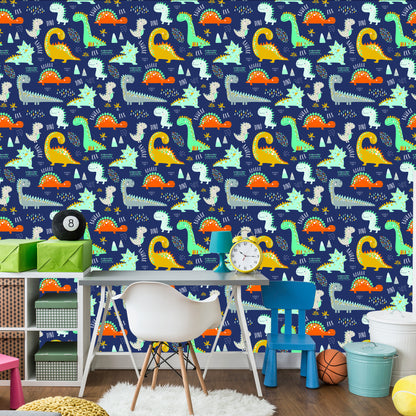 Wallpaper Colorful Animal Dinosaurs Boy's Room