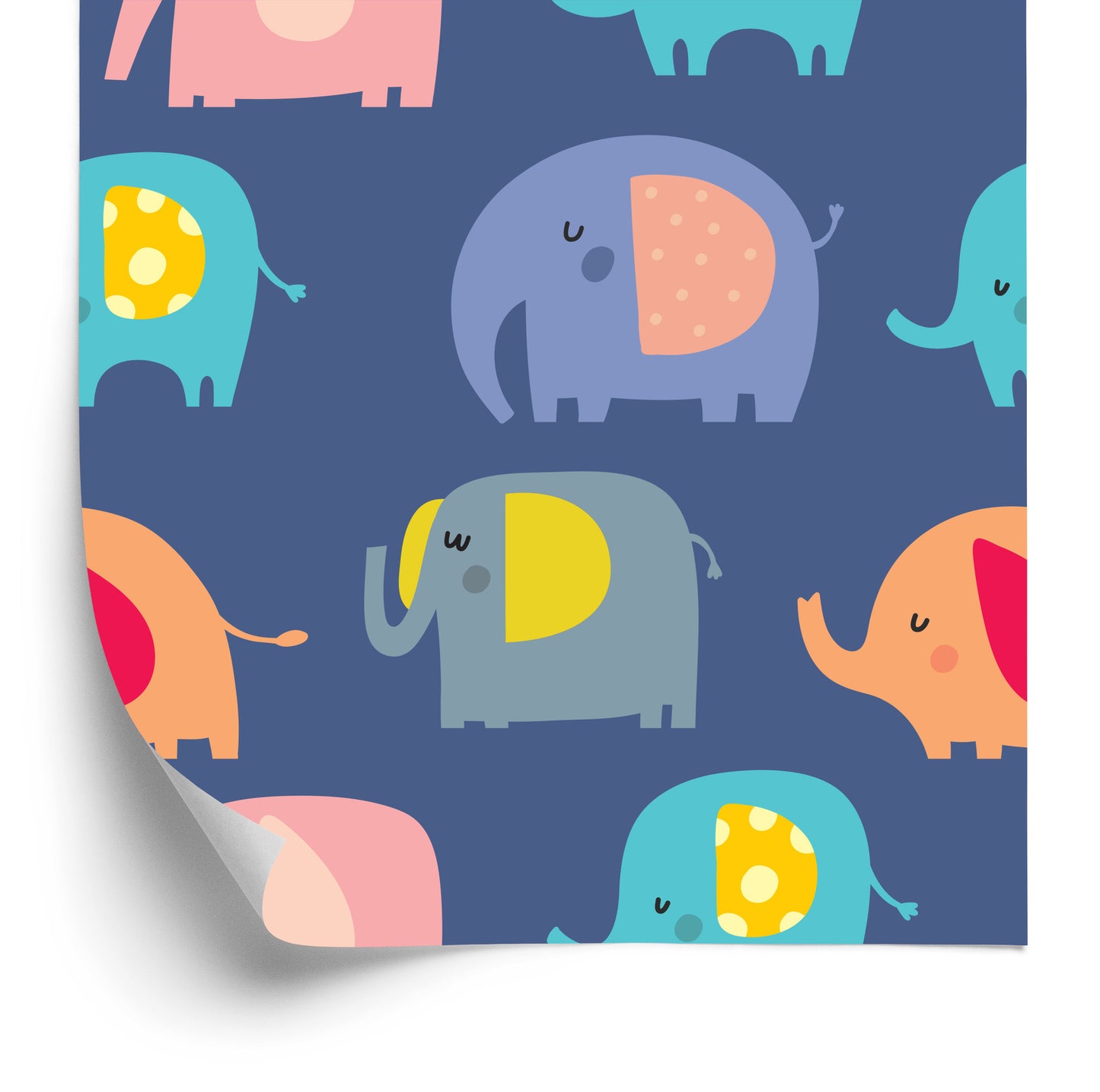 Wallpaper In Colorful Elephants Animals Room Of A Boy
