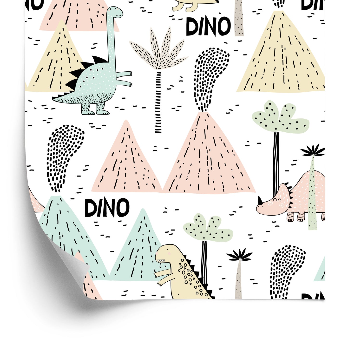 Wallpaper Pastel Volcanoes Dinosaurs For A Boy