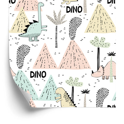 Wallpaper Pastel Volcanoes Dinosaurs For A Boy
