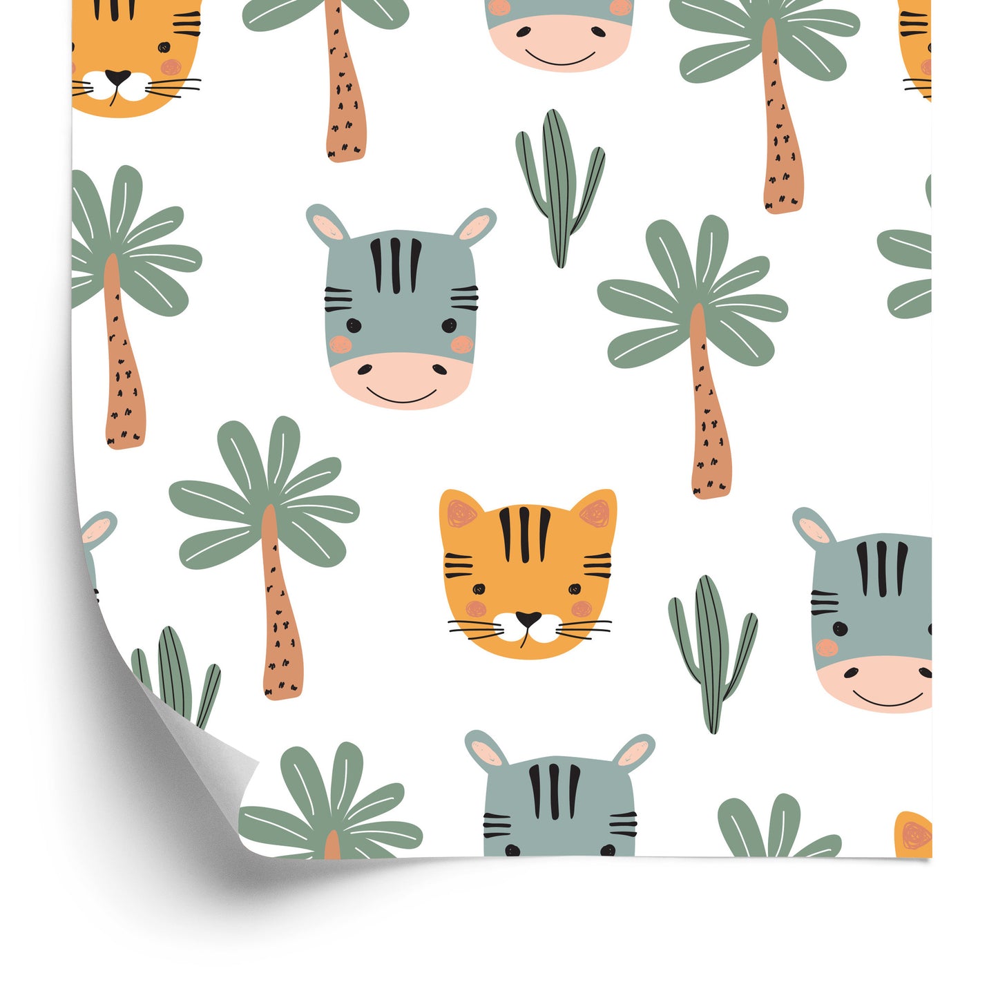Wallpaper For Boy, Animals, Palm, Cacti, Green