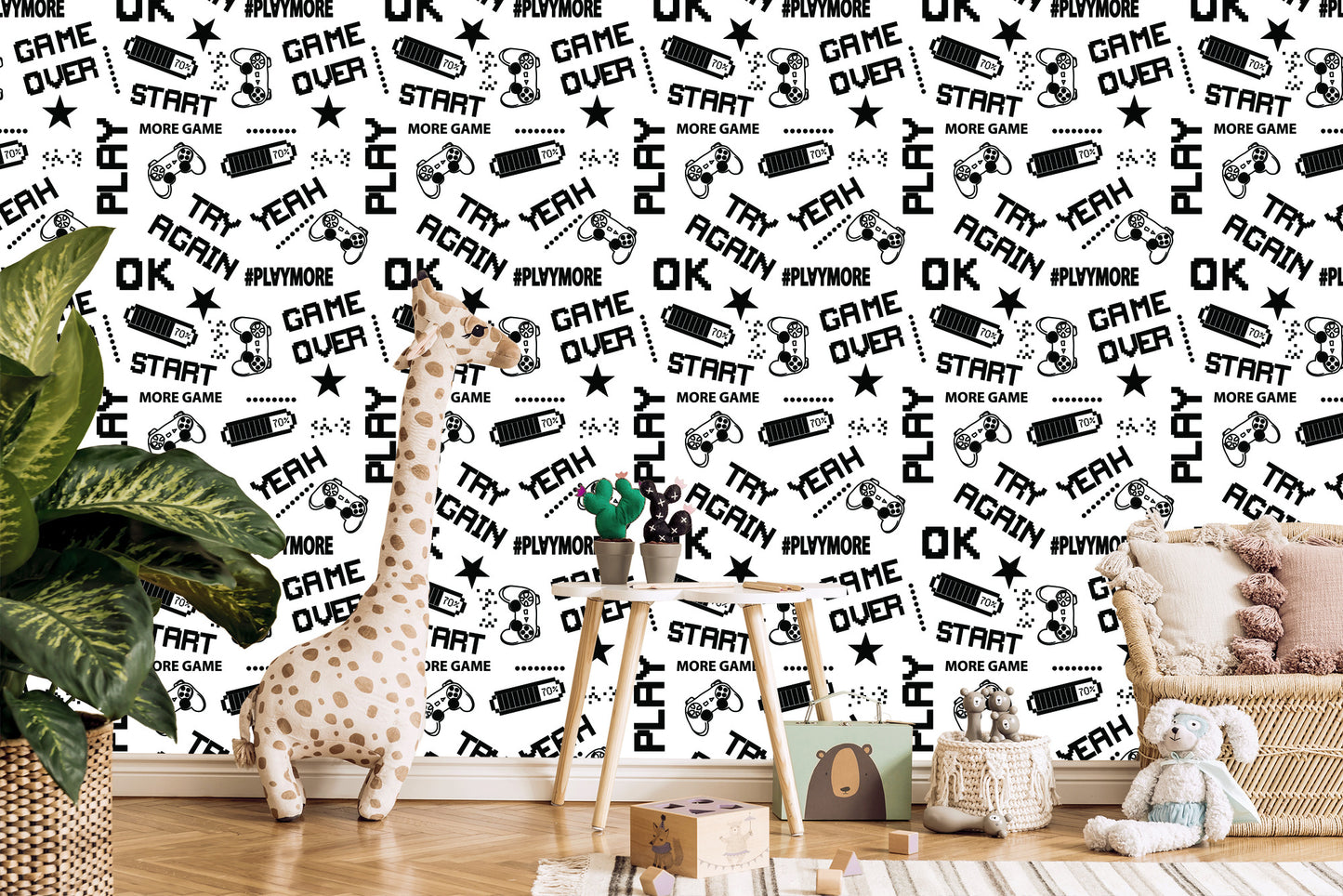 Wallpaper Youthful Black And White Pixelated 3D Subtitles