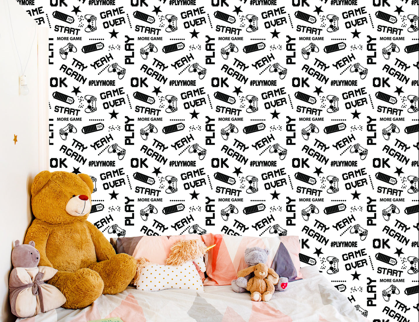 Wallpaper Youthful Black And White Pixelated 3D Subtitles