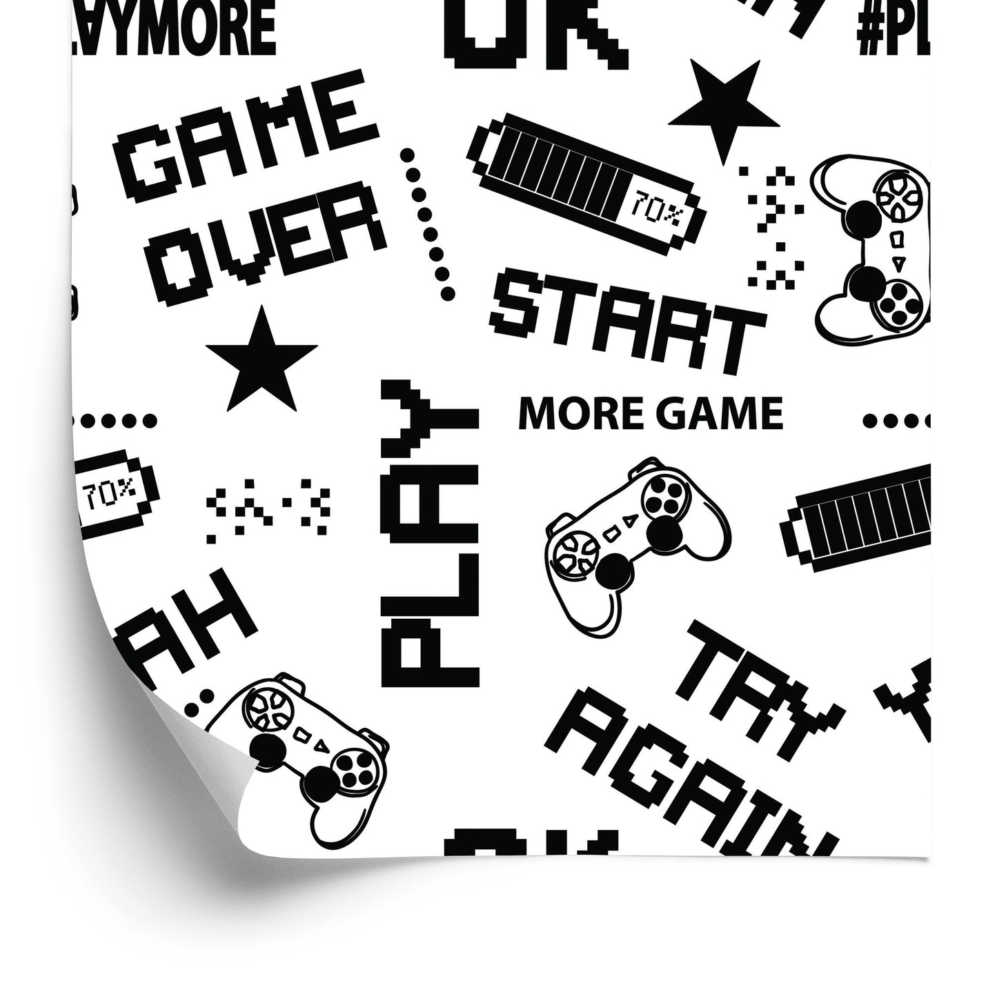 Wallpaper Youthful Black And White Pixelated 3D Subtitles