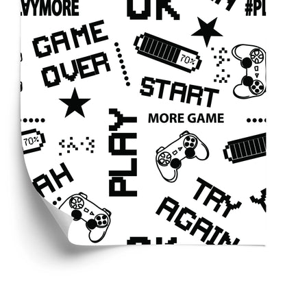 Wallpaper Youthful Black And White Pixelated 3D Subtitles