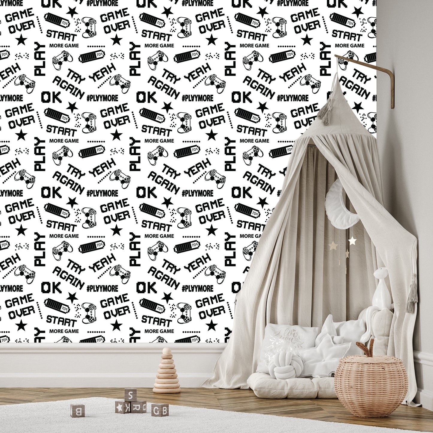 Wallpaper Youthful Black And White Pixelated 3D Subtitles