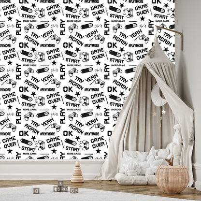 Wallpaper Youthful Black And White Pixelated 3D Subtitles