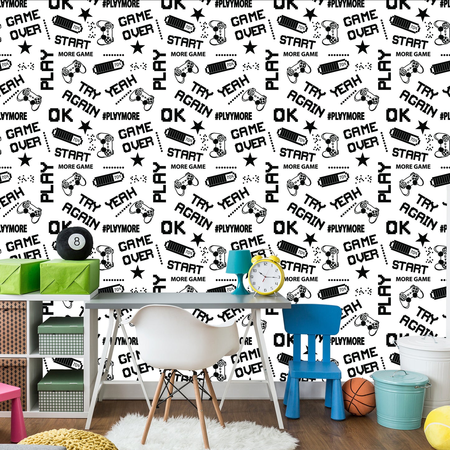Wallpaper Youthful Black And White Pixelated 3D Subtitles