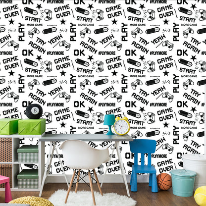 Wallpaper Youthful Black And White Pixelated 3D Subtitles