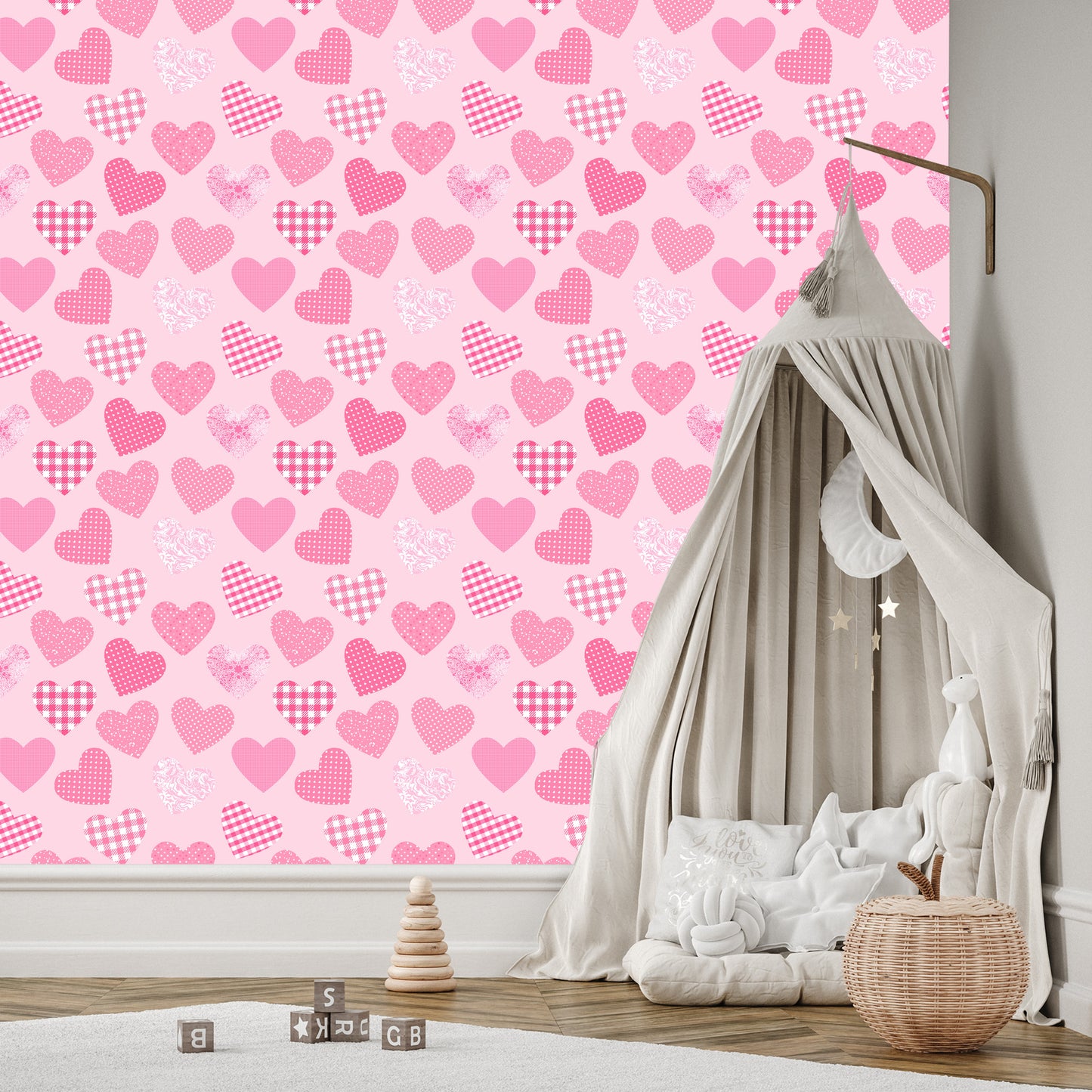 Wallpaper For Children - Pink Hearts
