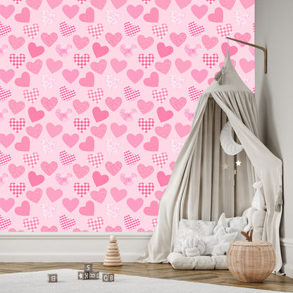 Wallpaper For Children - Pink Hearts