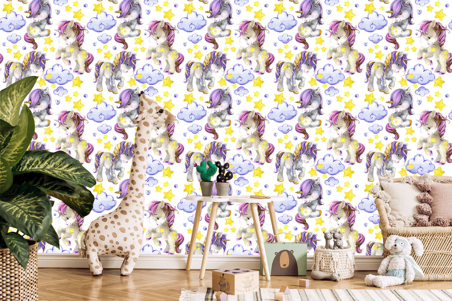 Wallpaper Girly Unicorns Cloud Hearts