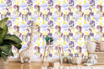 Wallpaper Girly Unicorns Cloud Hearts
