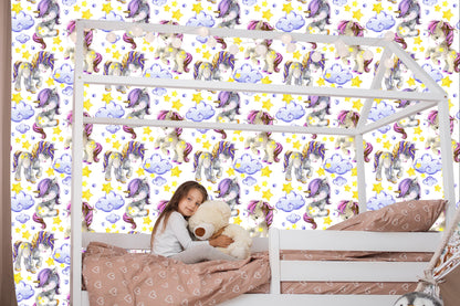 Wallpaper Girly Unicorns Cloud Hearts