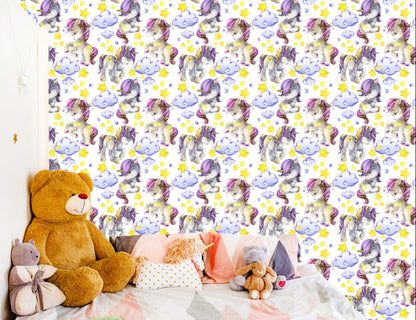 Wallpaper Girly Unicorns Cloud Hearts