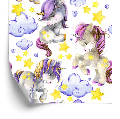 Wallpaper Girly Unicorns Cloud Hearts