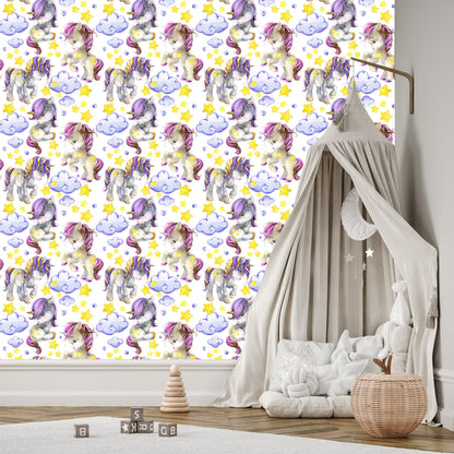 Wallpaper Girly Unicorns Cloud Hearts