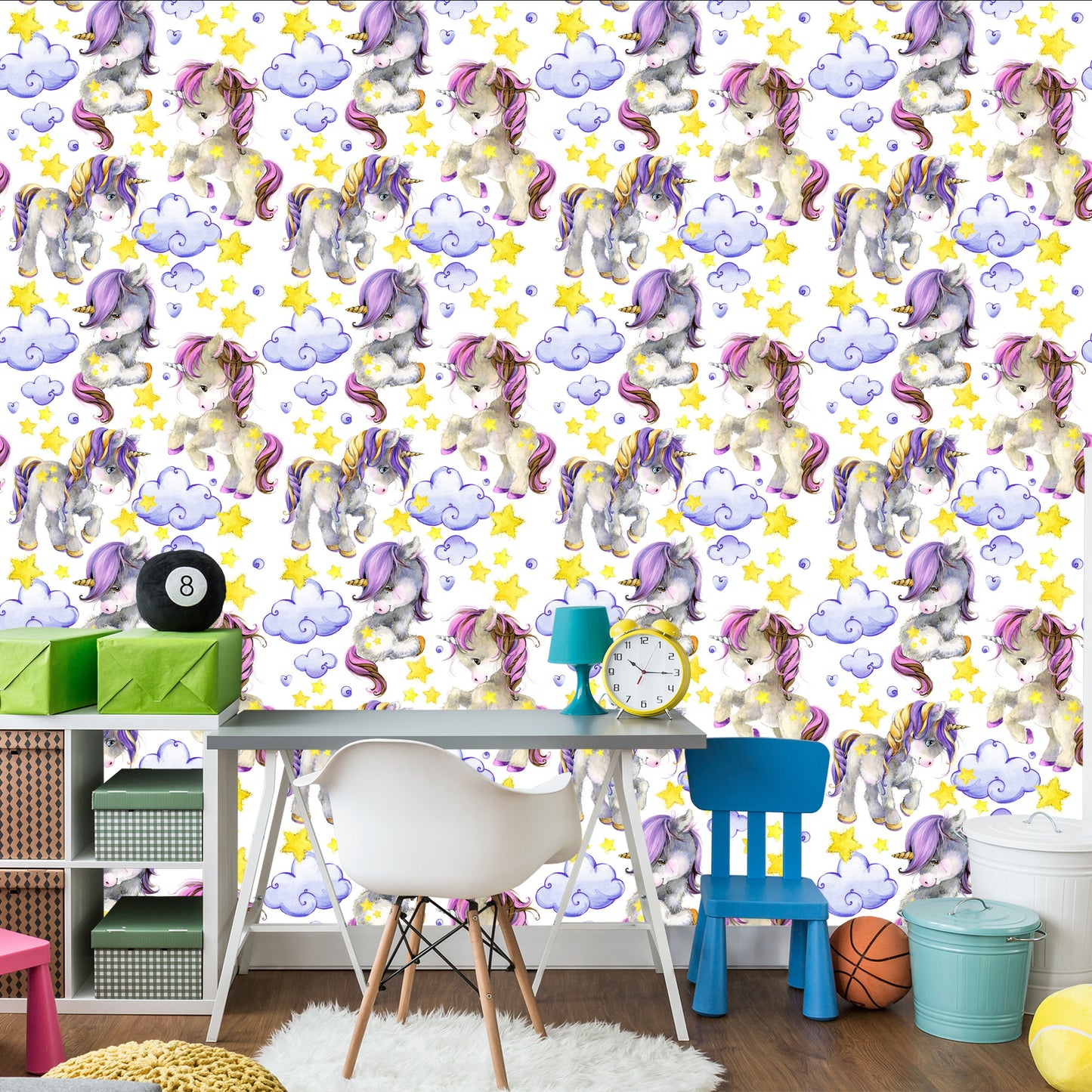 Wallpaper Girly Unicorns Cloud Hearts