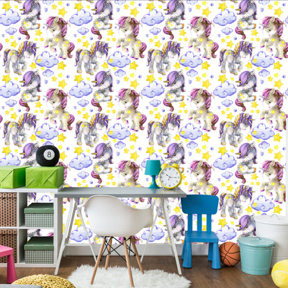 Wallpaper Girly Unicorns Cloud Hearts