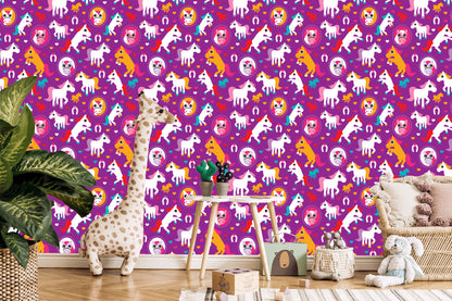 Wallpaper Colorful Horses Hearts For Girls
