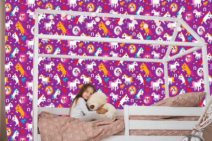 Wallpaper Colorful Horses Hearts For Girls