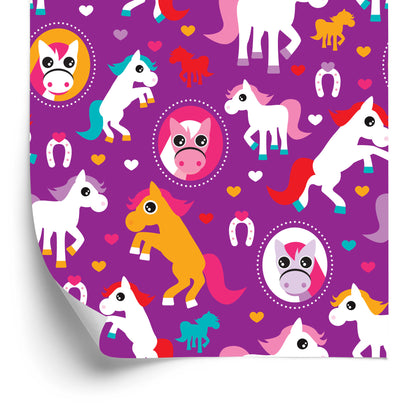 Wallpaper Colorful Horses Hearts For Girls