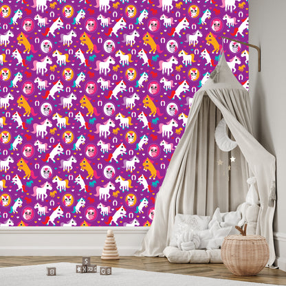 Wallpaper Colorful Horses Hearts For Girls