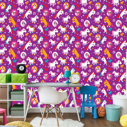 Wallpaper Colorful Horses Hearts For Girls