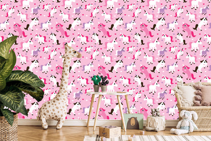 Wallpaper For Girls' Room Unicorns Hearts