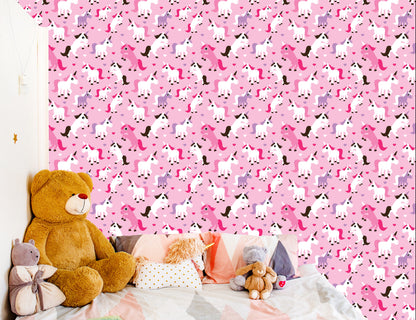 Wallpaper For Girls' Room Unicorns Hearts
