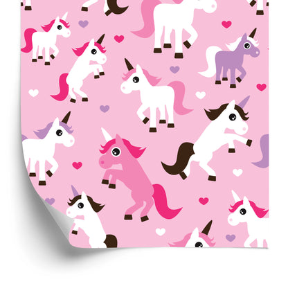 Wallpaper For Girls' Room Unicorns Hearts