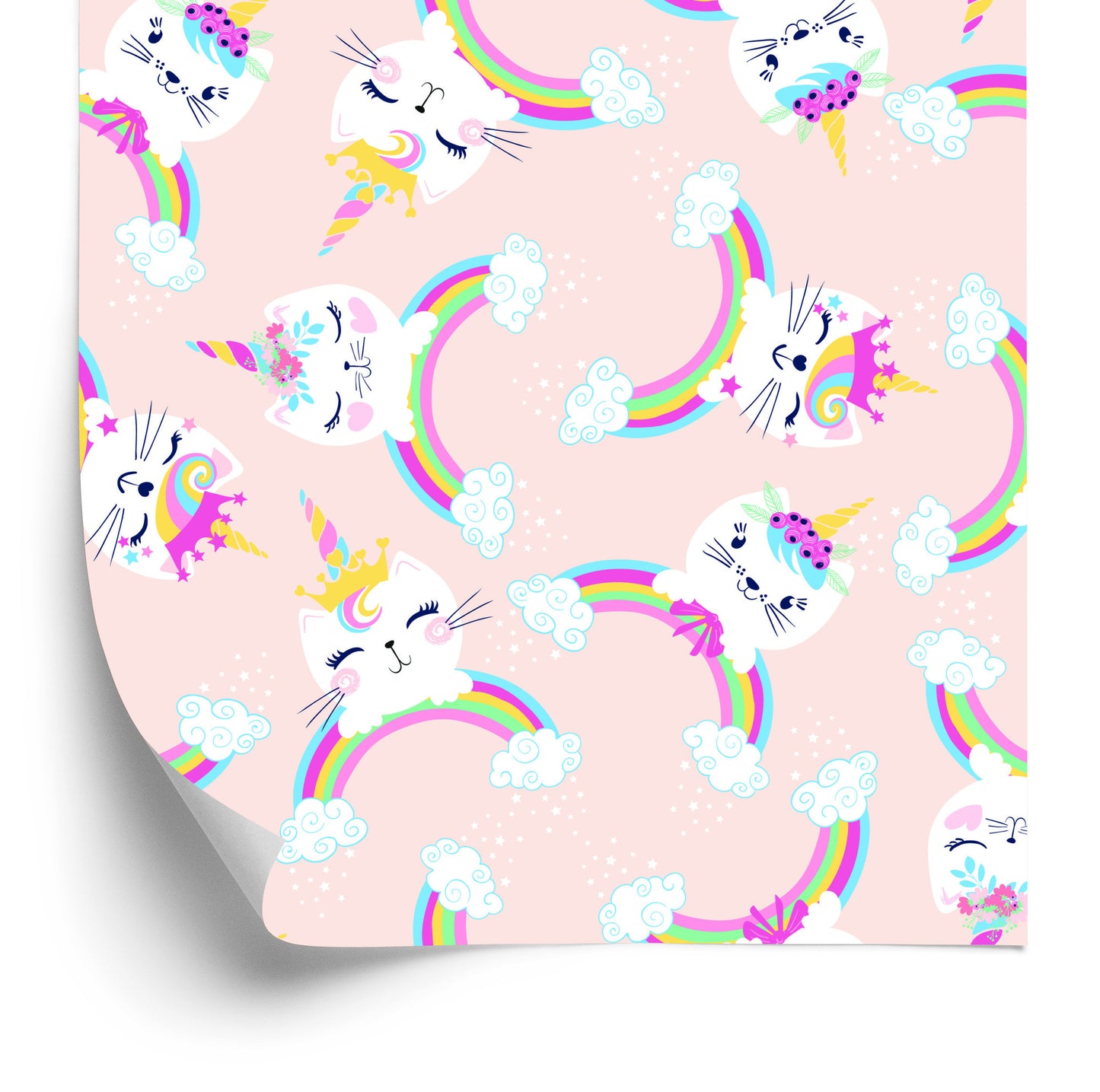 Wallpaper For Girls. Kittens. Clouds. Rainbow