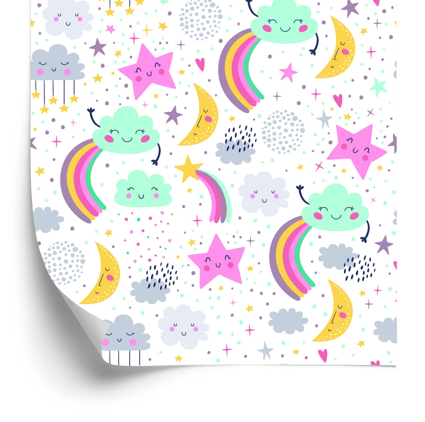 Wallpaper For Girls, Rainbow. Clouds. Stars
