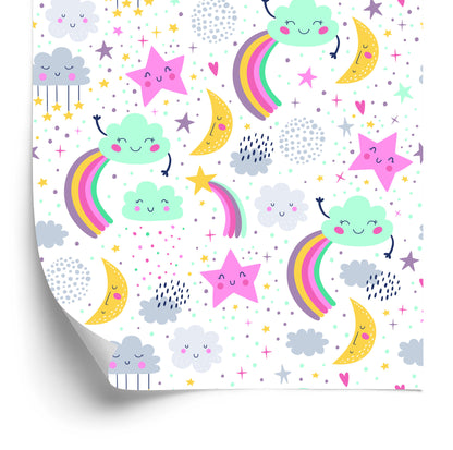 Wallpaper For Girls, Rainbow. Clouds. Stars