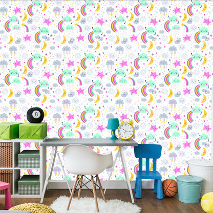 Wallpaper For Girls, Rainbow. Clouds. Stars