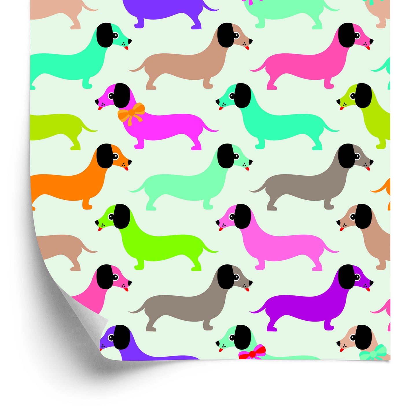 Wallpaper Colorful Little Dachshunds Girls Room