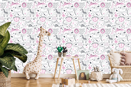 Wallpaper For Girl Safari Zebras Lions Rhino