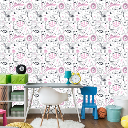 Wallpaper For Girl Safari Zebras Lions Rhino