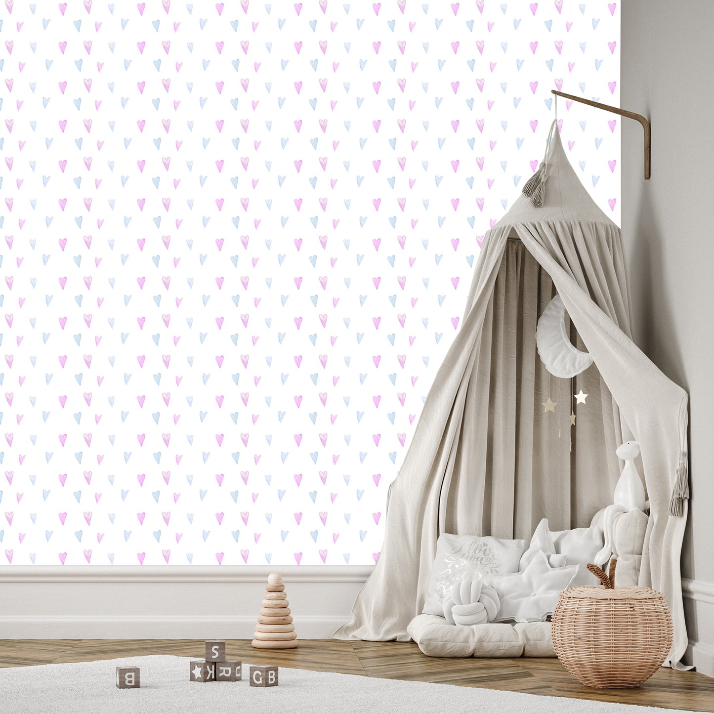 Wallpaper For Girls' Room Little Pastel Hearts