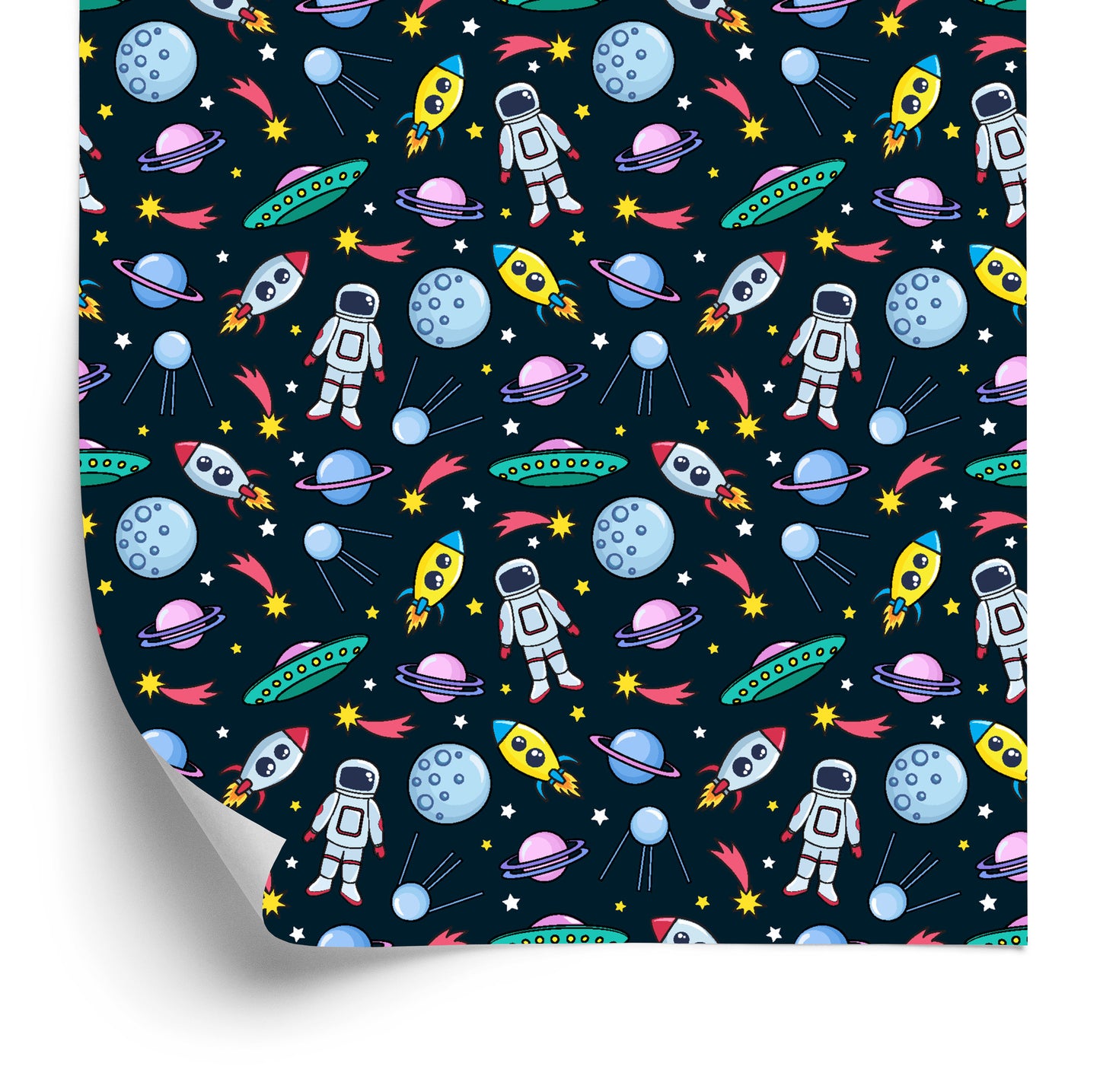 Wallpaper For Children - Planets Astronauts Rockets And Ufo