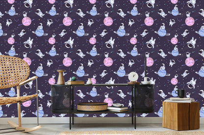 Wallpaper For Children - Cosmonauts Among Stars And Planets