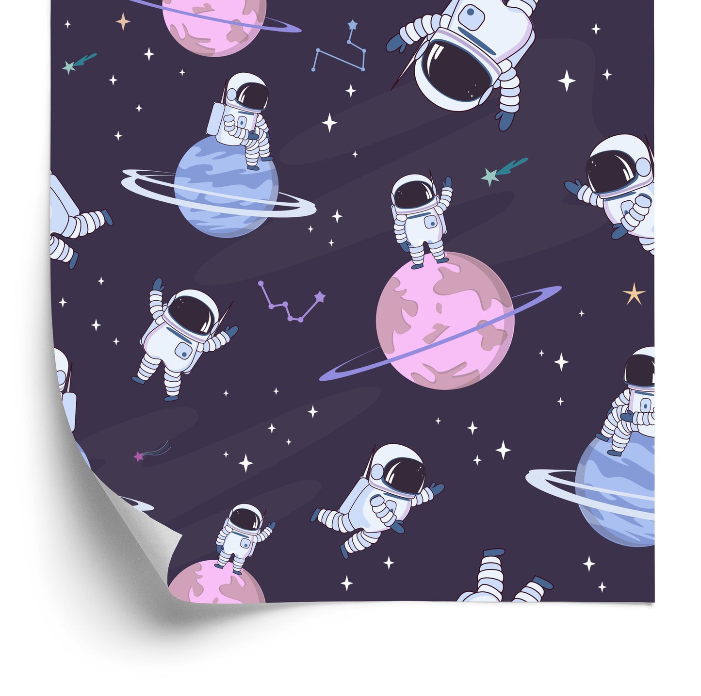 Wallpaper For Children - Cosmonauts Among Stars And Planets